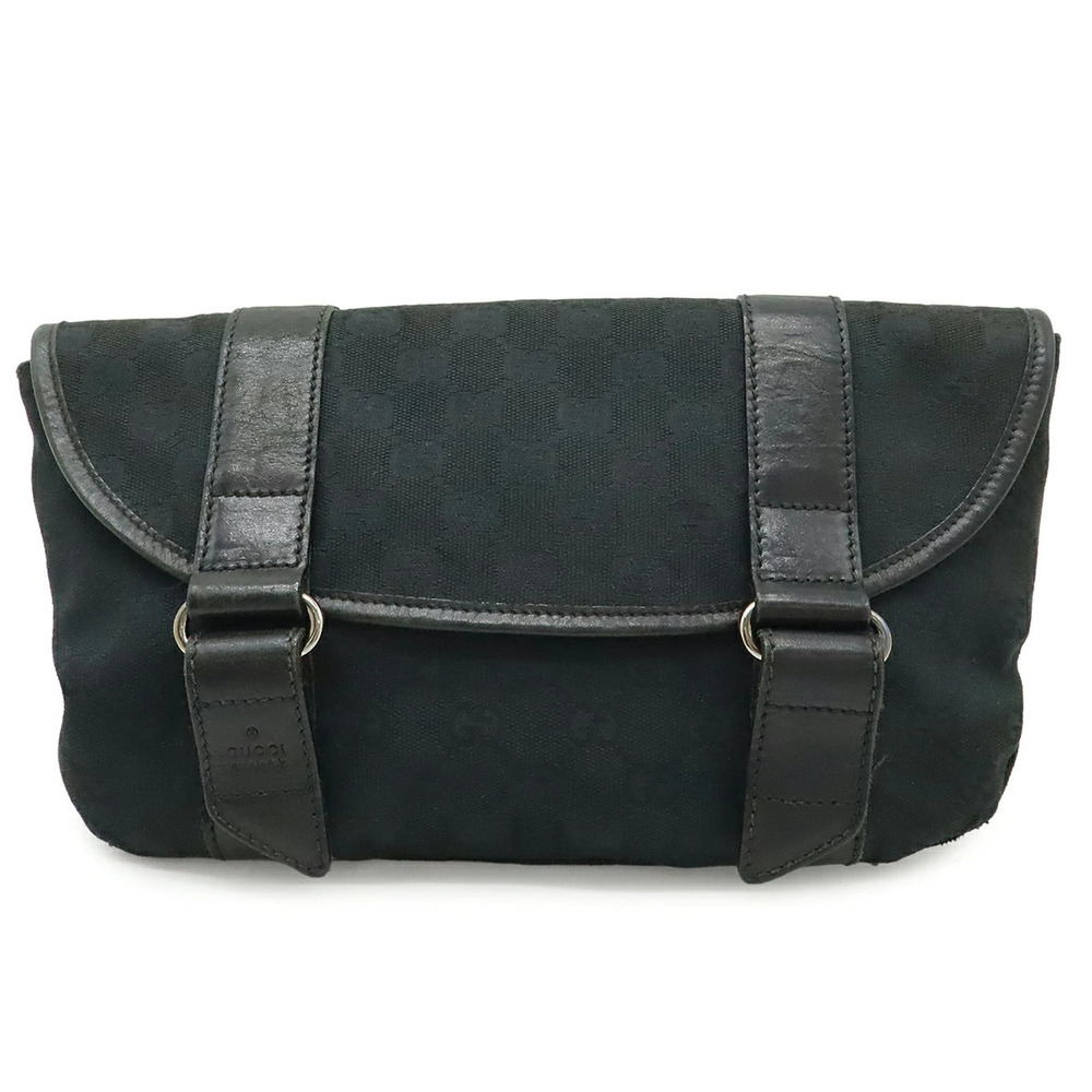Gucci GG Canvas Body Belt Bag Waist Leather Black
